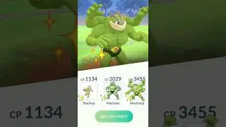 Shiny Machop family vs Leader Cliff in Pokemon GO.