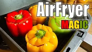 AirFryer Stuffed Peppers | Easy Recipe with Ground Meat, Rice & Mozzarella | Quick Air Fryer Dinner