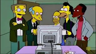 The Simpsons - Homer Finds His Co-Workers, Boss, And Smithers Laughing At A Computer