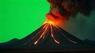 Active Volcano Eruption on a Green Screen Background - Free Footage