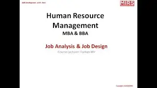 HRM -  Part 13  - Job Analysis Method
