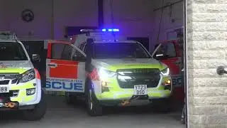 Holme Valley Mountain Rescue Team seen giving a blue light demonstration.