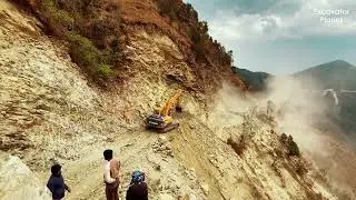 Epic Risky Mountain Road Construction in Extreme Terrain | Excavator Planet