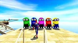 GTA 5 Epic Ragdolls RED SPIDERMAN VS RED MINION VS GREEN MINIONS Euphoria Physics & Funny Fails 11
