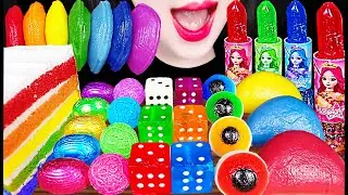 ASMR Rainbow Dessert, Dice Candy, Edible lipstick 먹는 립스틱, 주사위 사탕, 무지개 디저트 먹방 Mukbang, Eating