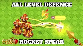 Rocket Spear VS Every Defense Level in Clash of Clans.#rocketspear
