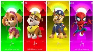 PAW Patrol's Skye 🆚 Rubble 🆚 Chase 🆚 Spiderman and Friends 🎶 Tiles Hop EDM Rush