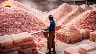 Himalayan pink salt: A cutting process of Himalayan salt block and salt tiles for export