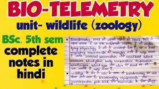 biotelemetry (wildlife) notes in hindi