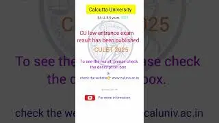 CULET result 2025🥳 | Calcutta University law entrance exam result | CU Law entrance result | #law ##