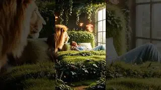 ASMR Jungle Dreams 🌿  Sleeping in a Grass Bed with a Gentle Lion #ASMR #Surreal #CinematicASMR