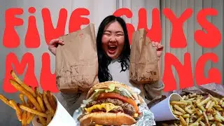 FIVE GUYS FAT BURGER *only 2nd time*  MUKBANG 먹방 EATING SHOW! + OG & Cajun Fries | MONDAY MUNCHIES