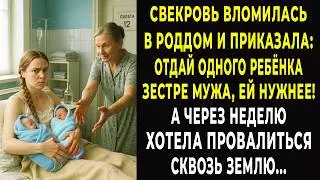 Свекровь вломилась в роддом: Отдай одного ребенка золовке! А через неделю рыдала...