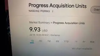 🔴 Progress Acquistion Units PGRWU Stock Information 🔴