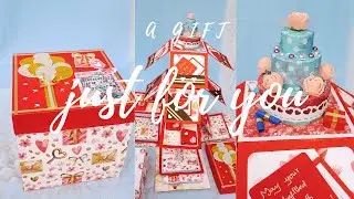 Tower Explosion Box With Cake Inside | Red with White Theme | 5 Layers | Gift Ideas | V CRAFTIES 💝🛍️