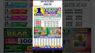 Dear Day Lottery Friday 06:00 PM | 19/01/2024 Today Result Live |  Dear Lottery Sambad Result
