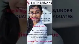 Sutherland Hiring 200+ Chat Process Jobs in Hyderabad #hiring #walkindrive Subscribe@Manajobsinfo