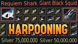 Harpooning for 6 Hours - 2 Legendaries (Requiem Shark / Giant Black Squid) | Daily Dose of BDO #95
