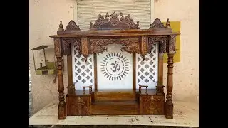 Wooden Teak Wood Devghar Mandir With  Acrylic Backlight Design | Wooden Mandir