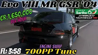 GT7|Lancer Evo VIII MR GSR &lsquo;04|Engine Swap|Le Mans 700pp|1.54