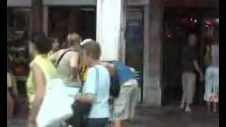 Paul Pearce Chunders in a bin at Venice