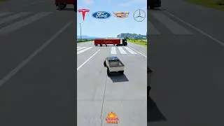 Tesla vs Ford vs Cadillac vs Mercedes &ndash; Truck Trailer Underpass Challenge! 🚛⚡