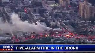 Five-alarm fire in the Bronx