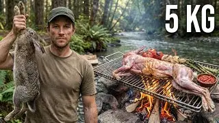 Cooking Wild Rabbit in the Forest | Survival ASMR No Talking