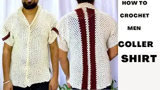 Crochet Men Shirt With Collar || step by step