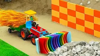 DIY Tractor Making Brick Protective Wall for Train track, Innovative Bulldozer | HP Mini DIY Tractor