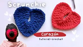 ♥️Scrunchie de corazón tejido a crochet - ¡Hazlo en 20 min! Paso a paso ideal para principiantes🧶