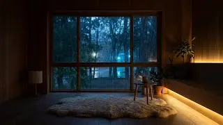 Large Wooden Floor Cozy Room with Heavy Night Rain | Constant Indoor Rain Sounds for Sleep & Relax