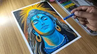 Shivji Drawing with oil pastels, Lord shiva drawing with oil pastel, Shivratri Shivay Drawing 🕉️