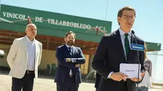 Alberto Núñez Feijóo atiende a los medios en su visita a la provincia de Albacete
