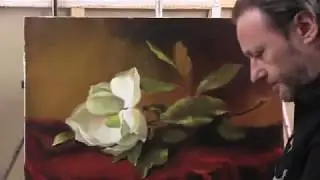 Ветка магнолии Работа по сухому. Игорь Сахаров./ Magnolia branch Work on a dried canvas/