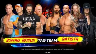 Roman Reigns John Cena Randy Orton & Brock Lesnar vs. Batista Seth Rollins Undertaker & Edge
