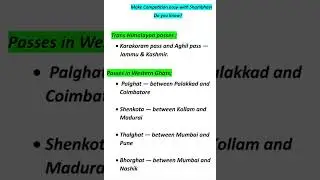 Passes in Western Ghats and trans Himalayan