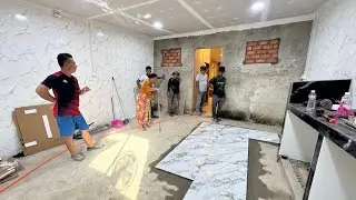EPISODE-23 TUKANG RUMAH PASANG MOZEK LANTAI // DAPUR BERASAP 70% SIAP // MAKIN HARI MAKIN CANTIK // 