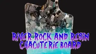 River Rock and Mother of Pearl Resin Charcuterie Board