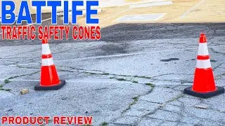 ✅  BATTIFE 28'' inches Traffic Safety Cones | 8 Pack | Durable PVC Cone with Reflective Collars 🔴