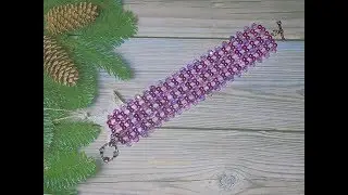 DIY Праздничный браслет из  стеклянных бусин. DIY Festive bracelet made of glass beads.