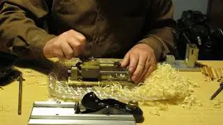 Gouging oboe cane on a 