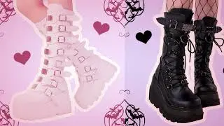 🎀🤍BLACK & WHITE ANGEL Boots!🖤#kawaii #gothic #shoes #boots #fashion #fashionstyle #altfashion #style