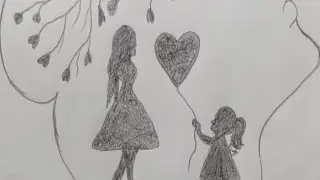 How to Draw Mother with Cute baby girl 🥰,#viralvideo#drawing#artbysurbhi07#art#rap#maa#shortsfeed#ai