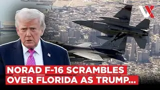 Истребители F-16 в небе | Гражданский самолет пересек красную линию над Палм-Бич, резиденцией Тра...