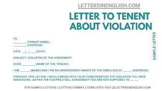 How To Write Letter to Tenant Regarding Agreement | Letters in English