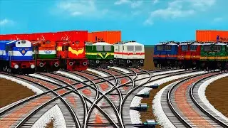 8 TRAINS CRAZY CROSSING ON DANGEROUS EIGHT BRANCH RAILROAD JUNCTION‼️SHARP BEND TRACK🚇Train 2022