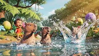 Five Little Capybaras Splash Splash Splash | Nursery Rhymes for Kids & Baby Songs