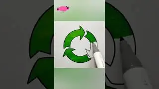 Recycling symbol Coloring Drawing Video Oddly satisfying #shorts #ashortaday