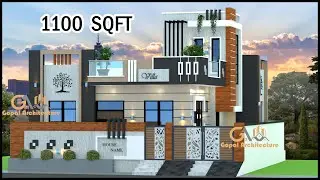 1100 Sq Ft 3D House Plan  With Modern Elevation Design | Villa Design | Gopal Architecture